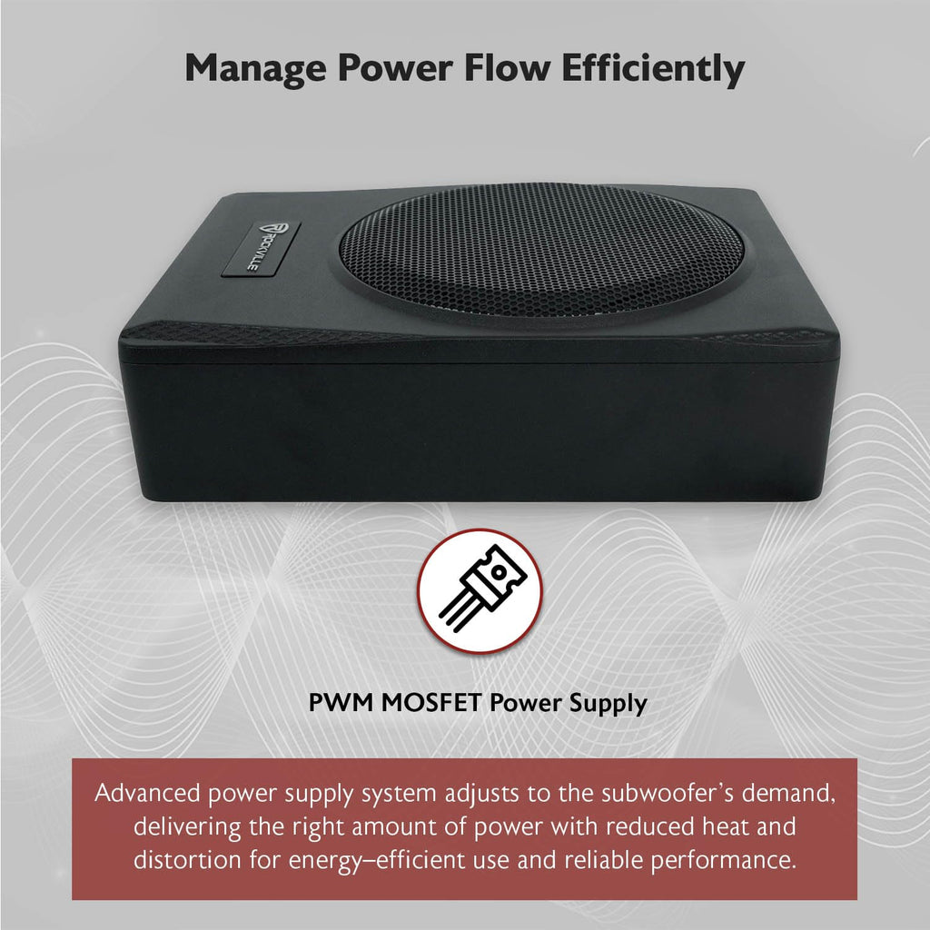 Rockville Slim Under-Seat Powered Subwoofer with Built-In Amp