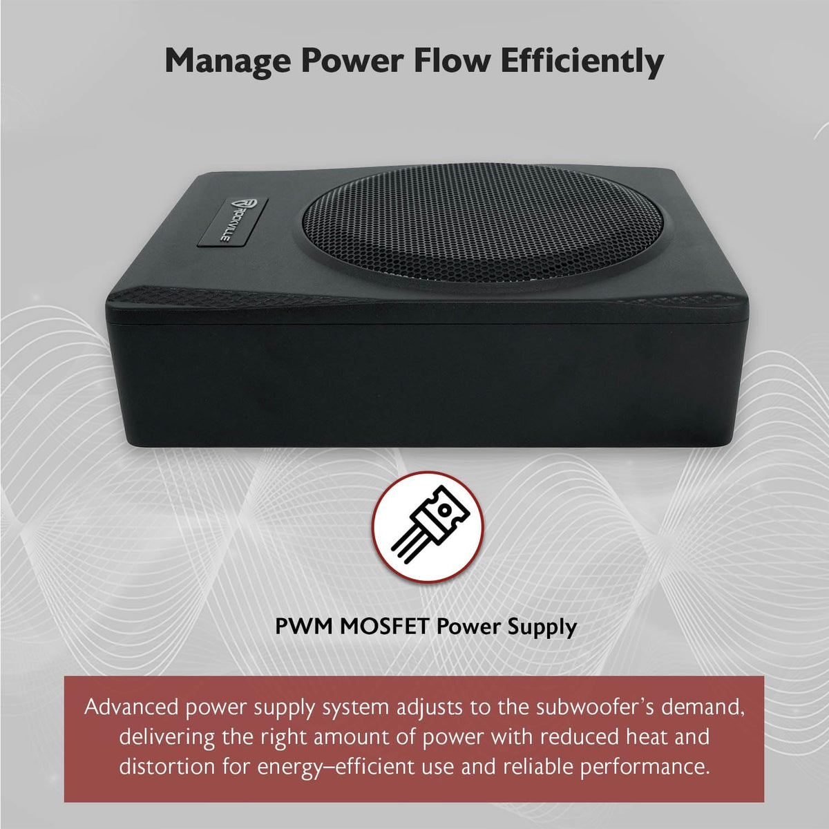 Rockville Slim Under-Seat Powered Subwoofer with Built-In Amp