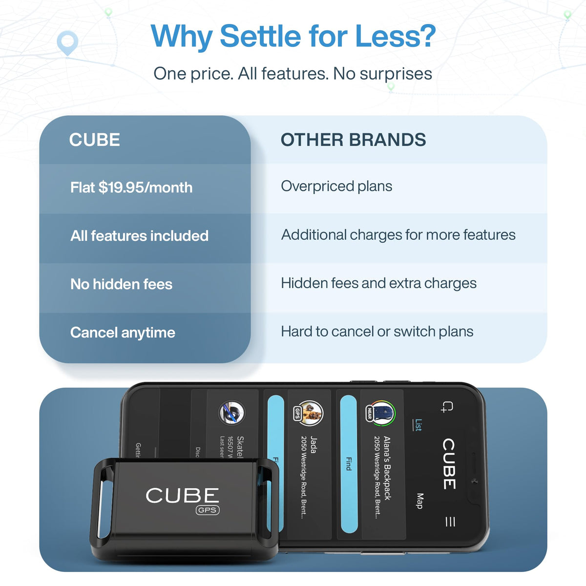 Cube GPS Tracker with 4G LTE & 1 Year Battery - IP67 Waterproof Real Time GPS Tracker for Cars - Hidden Magnetic Tracking Device for Cars, Fleets, Trailers