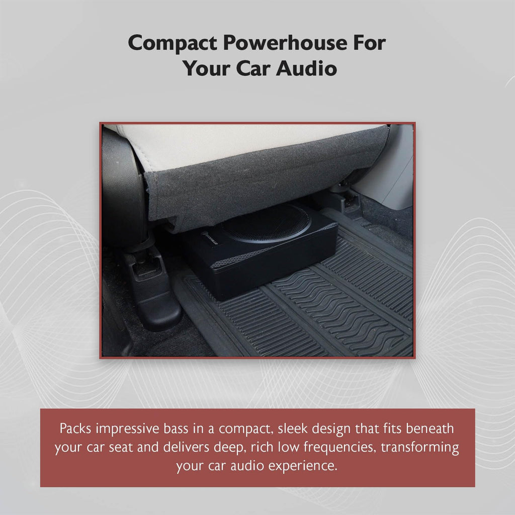 Rockville Slim Under-Seat Powered Subwoofer with Built-In Amp