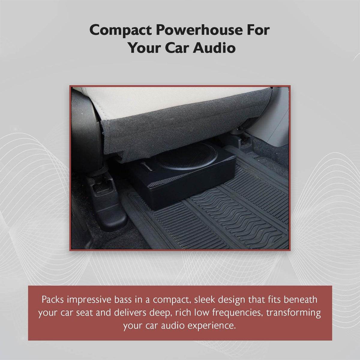 Rockville Slim Under-Seat Powered Subwoofer with Built-In Amp
