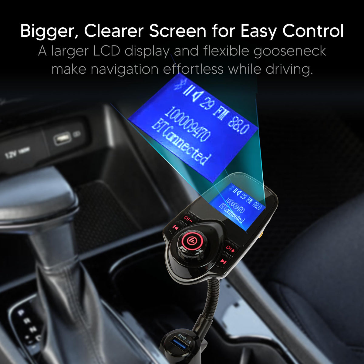 Bluetooth FM Transmitter & Car Audio Adapter - Black