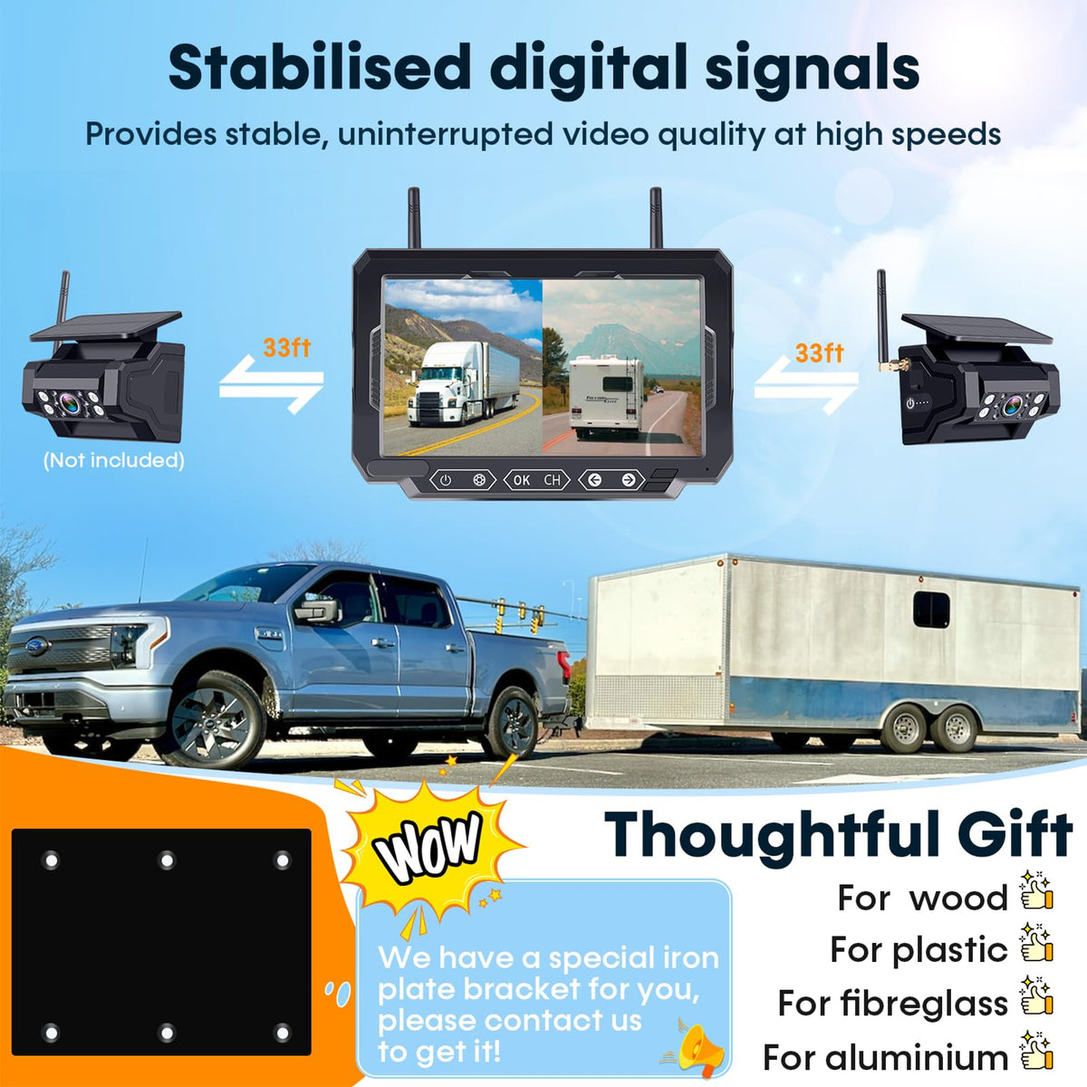 Pemacom Solar Wireless Magnetic Backup Camera System