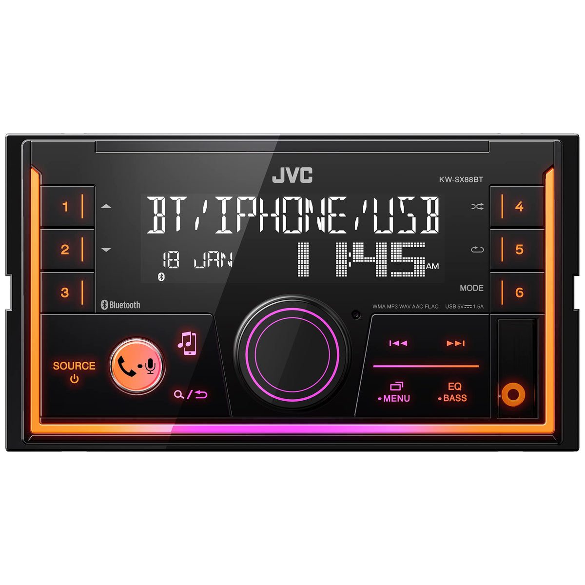JVC Single-DIN Car Stereo Receiver with Bluetooth