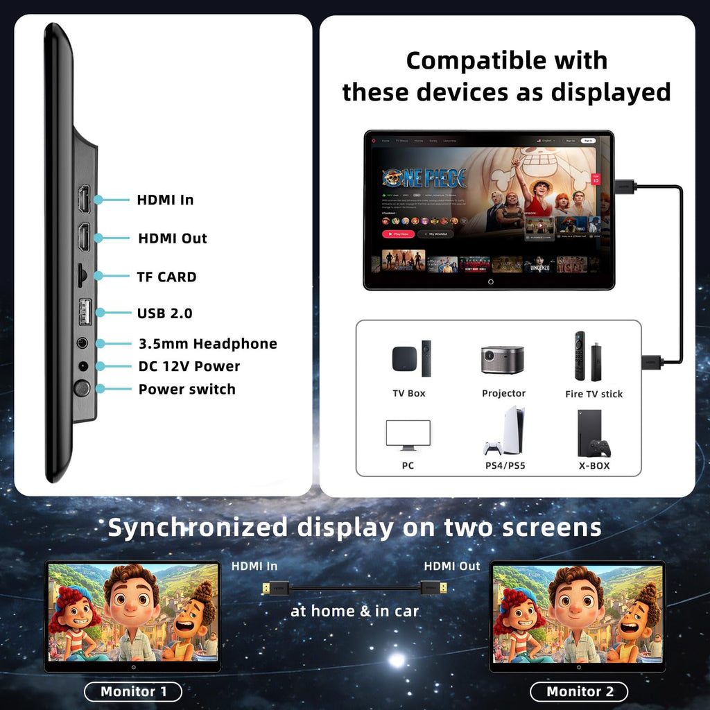 14-Inch 4K Android Headrest Entertainment Monitors 2-Pack