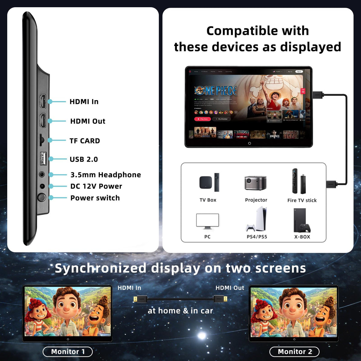 14-Inch 4K Android Headrest Entertainment Monitors 2-Pack