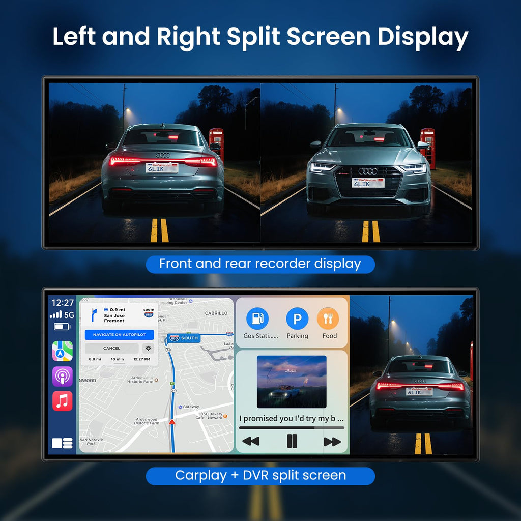 11.5-Inch Wireless CarPlay & Android Auto 4K Dash Cam Screen