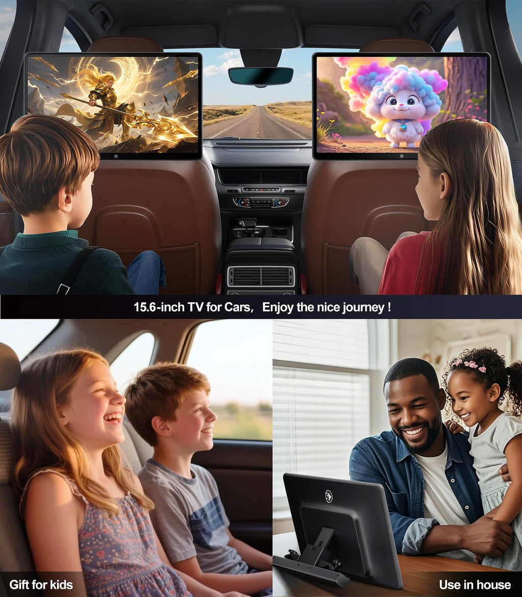 15.6-Inch 4K Android 13 Headrest Monitor with WiFi & HDMI