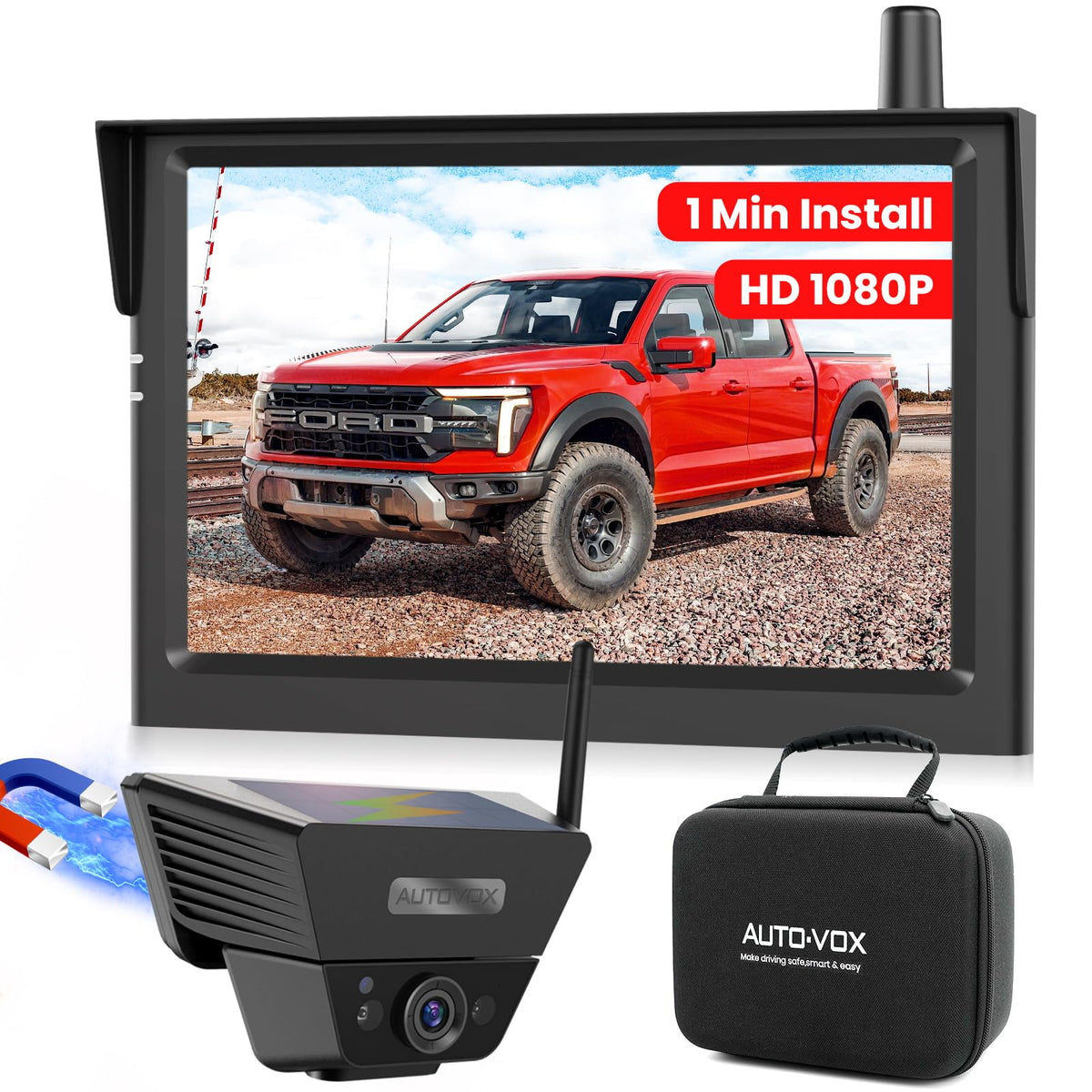 AUTO-VOX Solar 5 Wireless Magnetic Backup Camera System