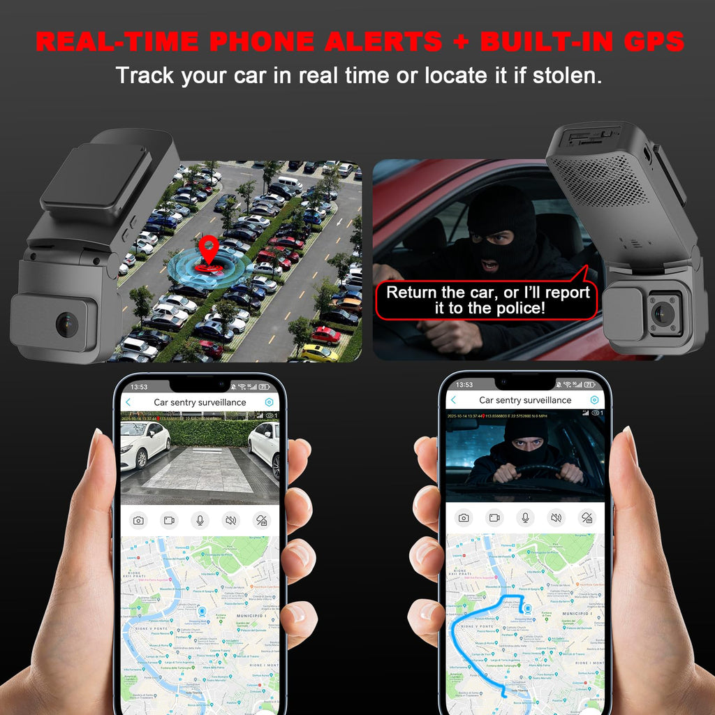 4G LTE Dual-Lens Dash Cam with Cloud Storage & Interior View