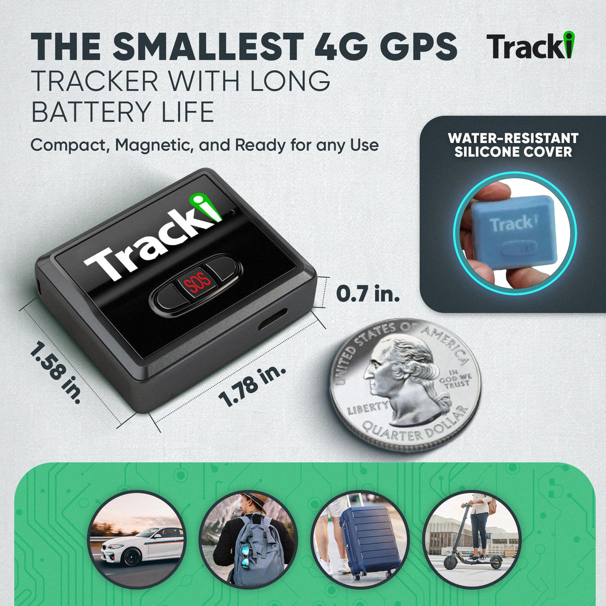 Tracki Mini 4G LTE GPS Vehicle Tracker with Subscription