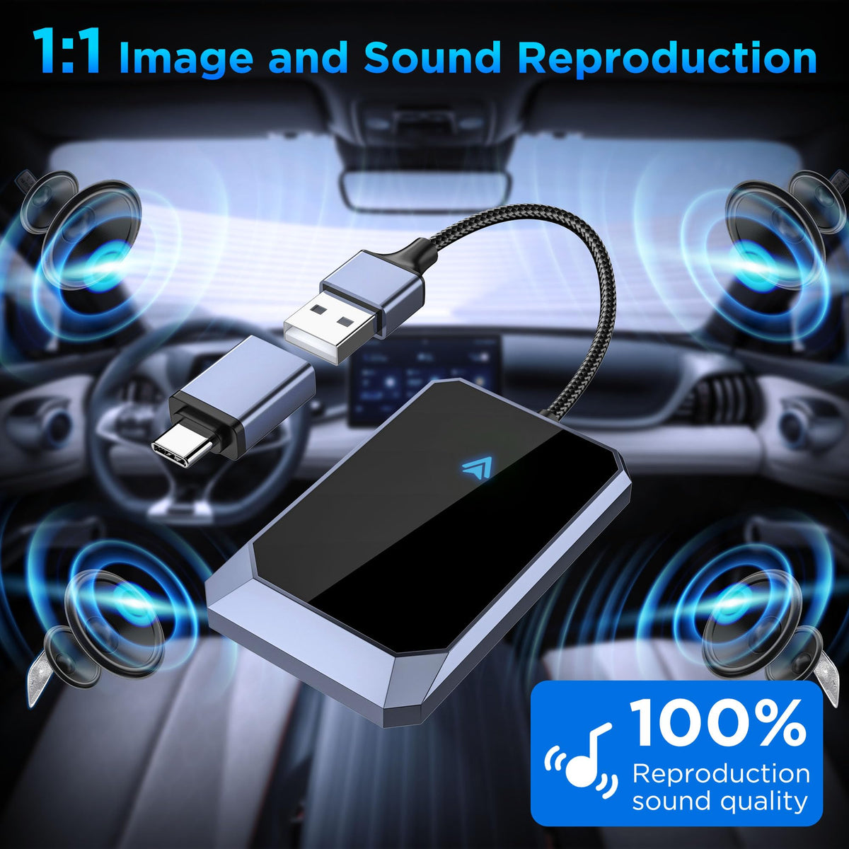 Aswoema Wireless Android Auto Adapter with Instant Connection