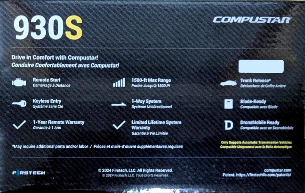 Compustar CS930-S 1-Way Remote Start & Keyless Entry Kit