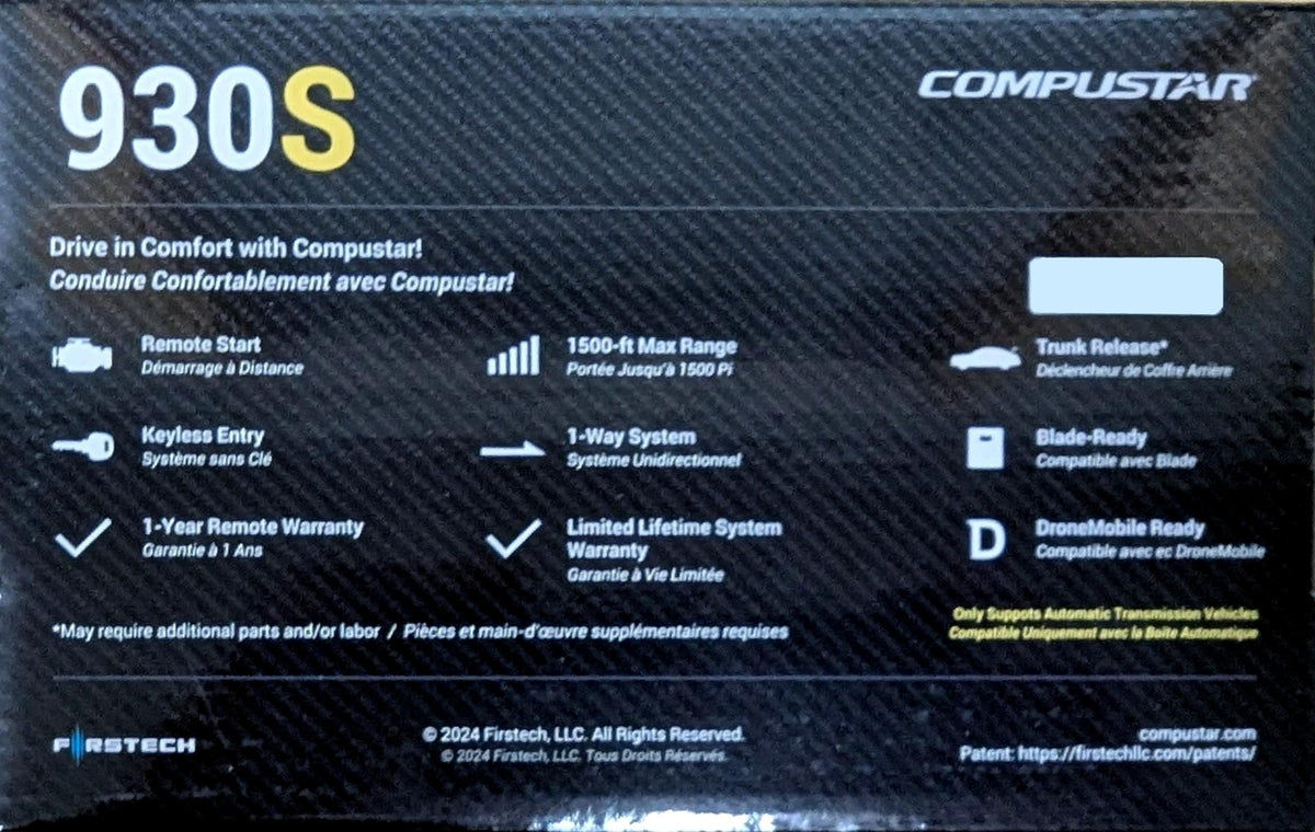 Compustar CS930-S 1-Way Remote Start & Keyless Entry Kit
