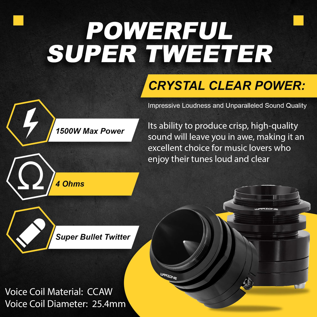 Warzone WZ45TW 1.7-Inch 3000W Super Tweeter Speakers Pair