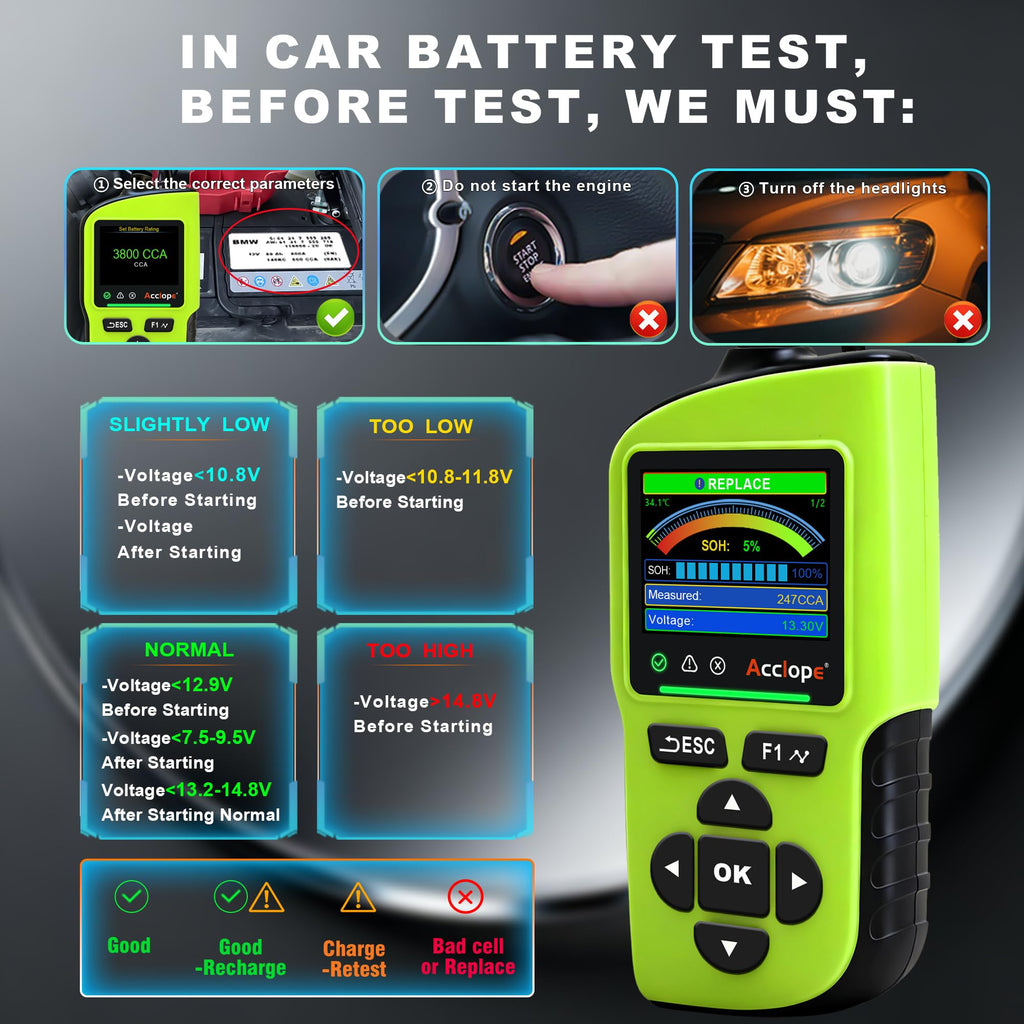 BT90 PRO 6V/12V/24V Digital Battery Tester & Analyzer