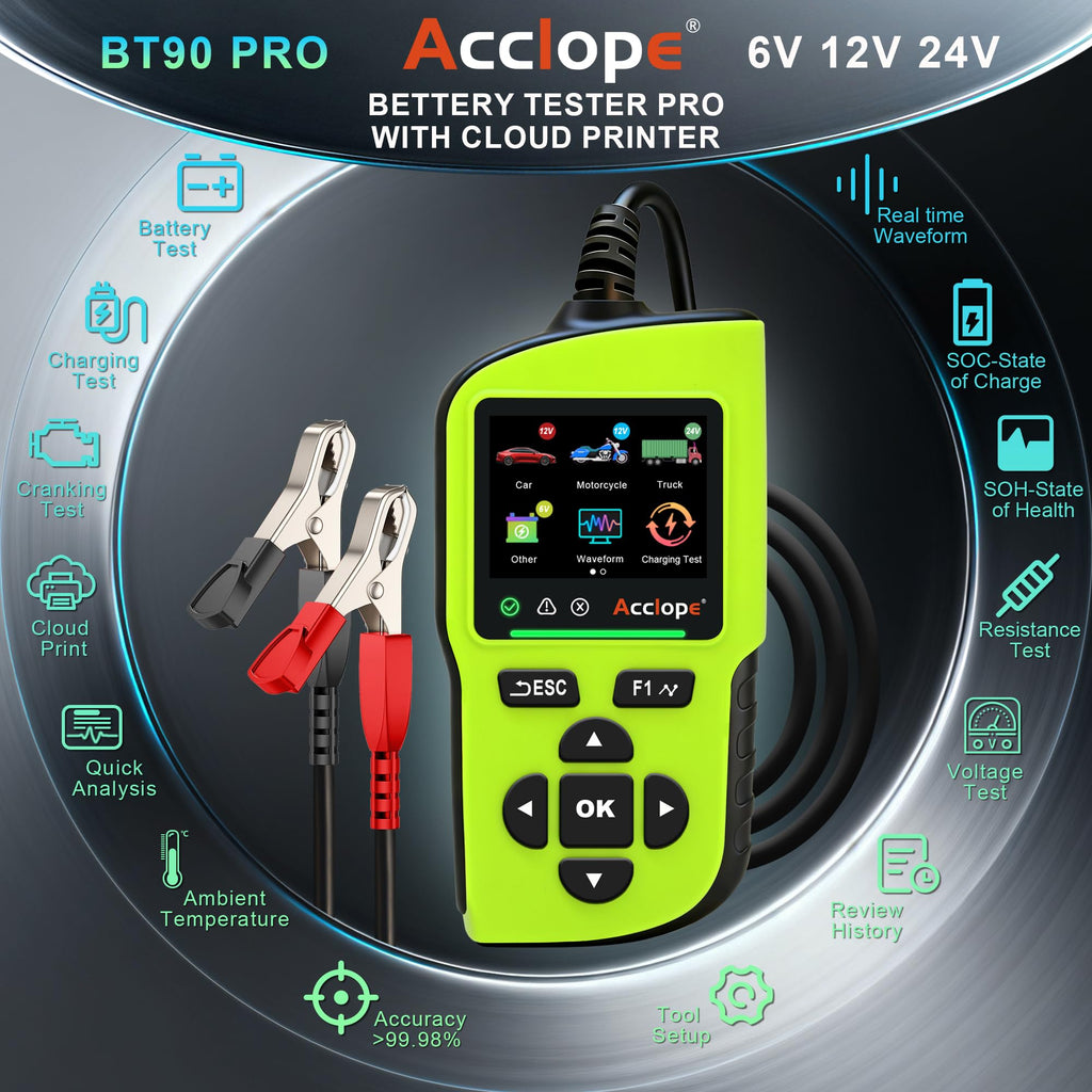 BT90 PRO 6V/12V/24V Digital Battery Tester & Analyzer