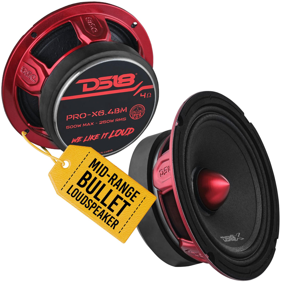 DS18 PRO-X6.4BM 6.5-Inch 250W RMS Midrange Speakers Pair