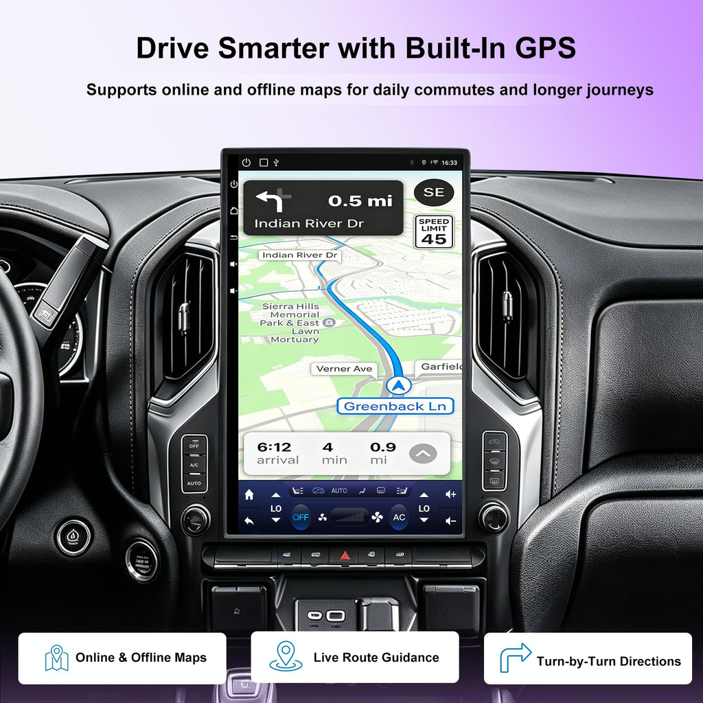 17-Inch Android 14 T-Style Stereo for GMC Sierra & Silverado