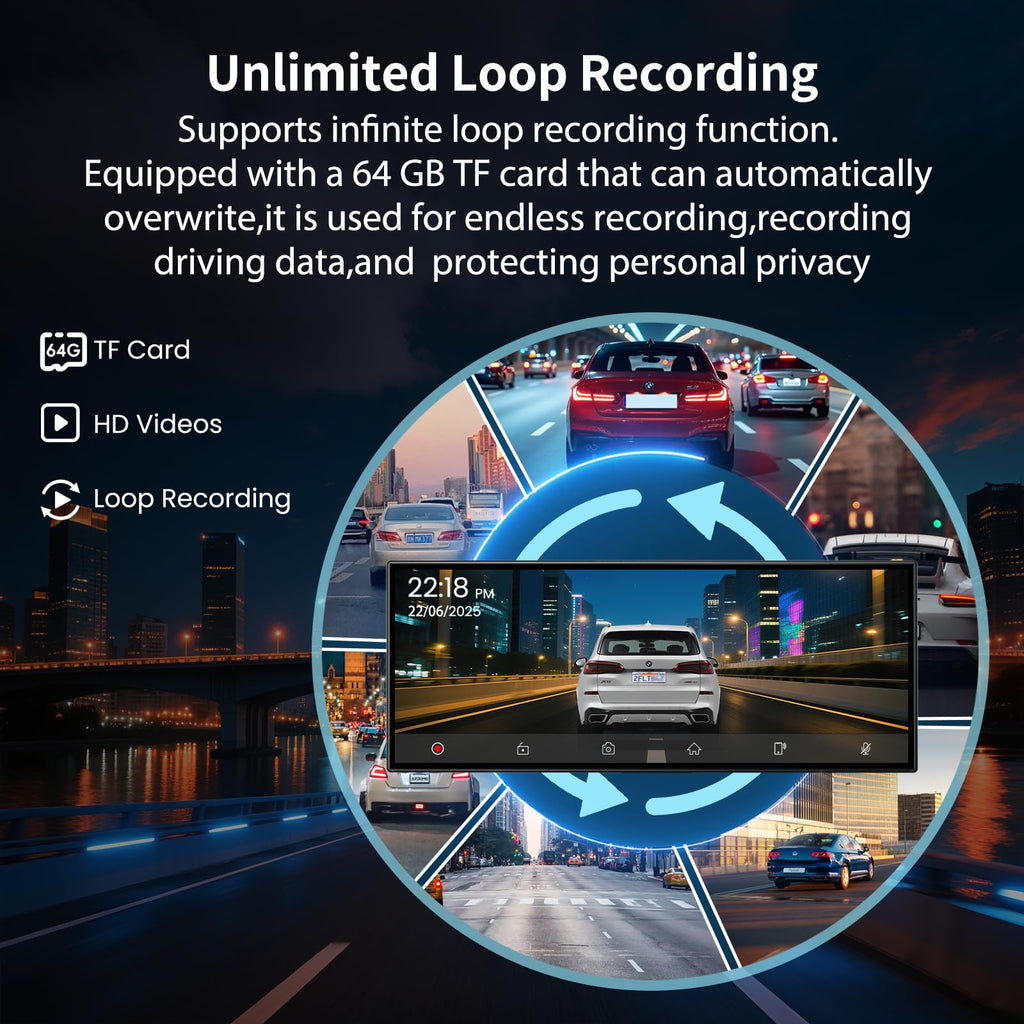 11.5-Inch Wireless CarPlay & Android Auto 4K Dash Cam Screen