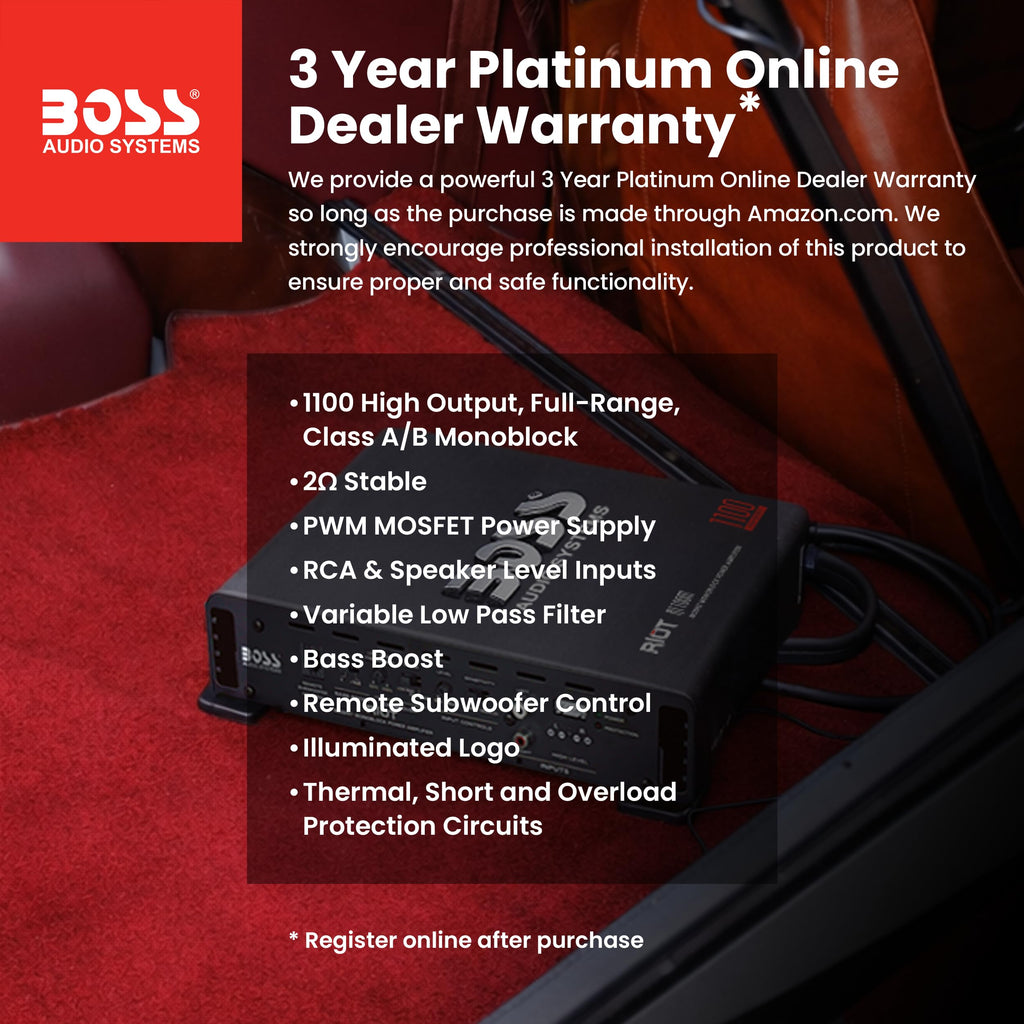BOSS Audio Riot Series High-Power Car Subwoofer Amplifier