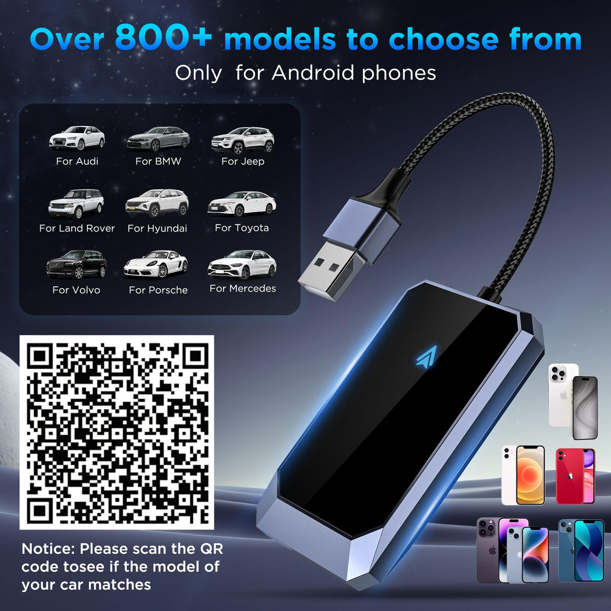 Aswoema Wireless Android Auto Adapter with Instant Connection