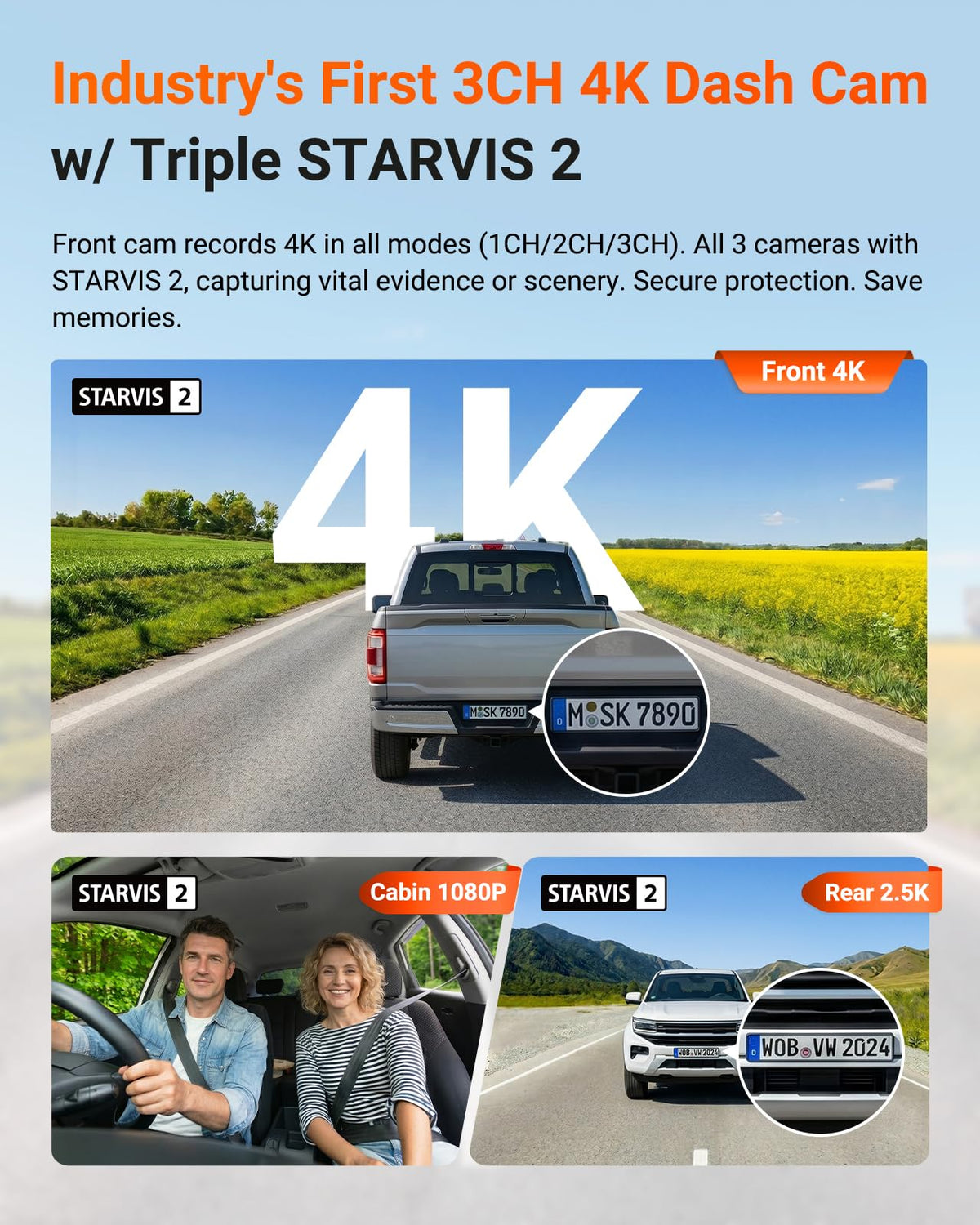 Vantrue N4 Pro S 4K 3-Channel Dash Cam with IR Night Vision