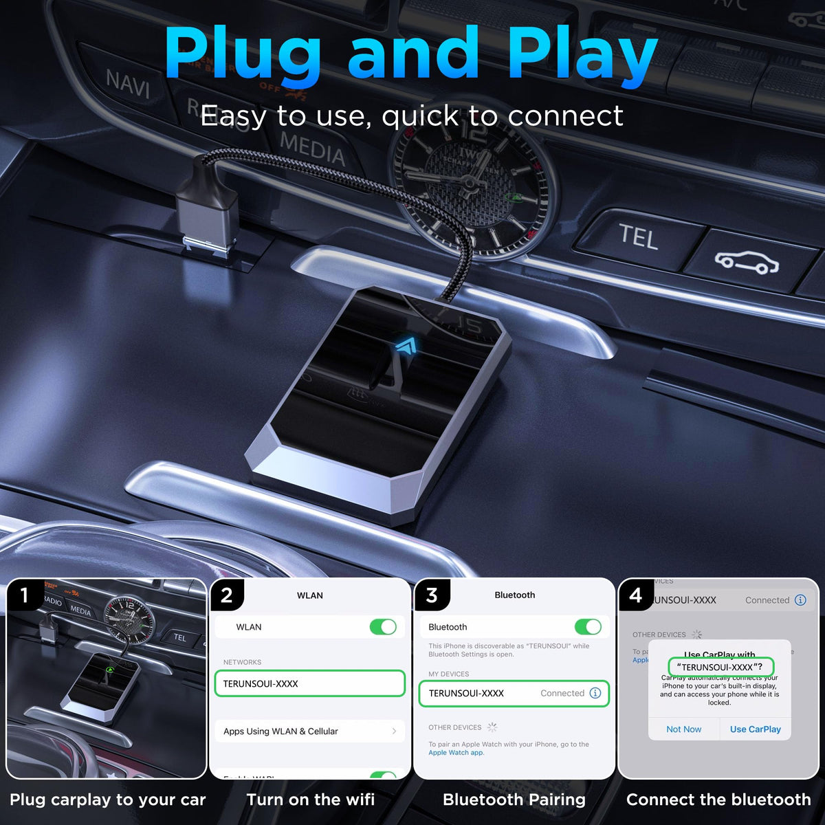Aswoema Wireless Android Auto Adapter with Instant Connection