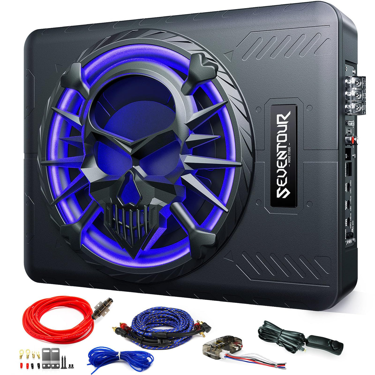 Seventour 10-Inch 1200W Slim Under-Seat Powered Subwoofer