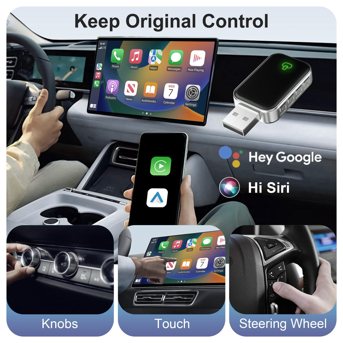TAB0E Mini Wireless CarPlay Adapter for Apple iPhone