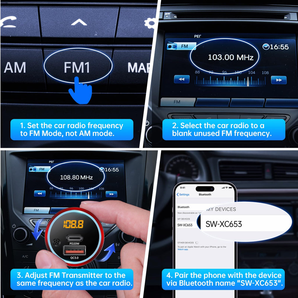 Syncwire Bluetooth 5.4 FM Transmitter for Car Audio