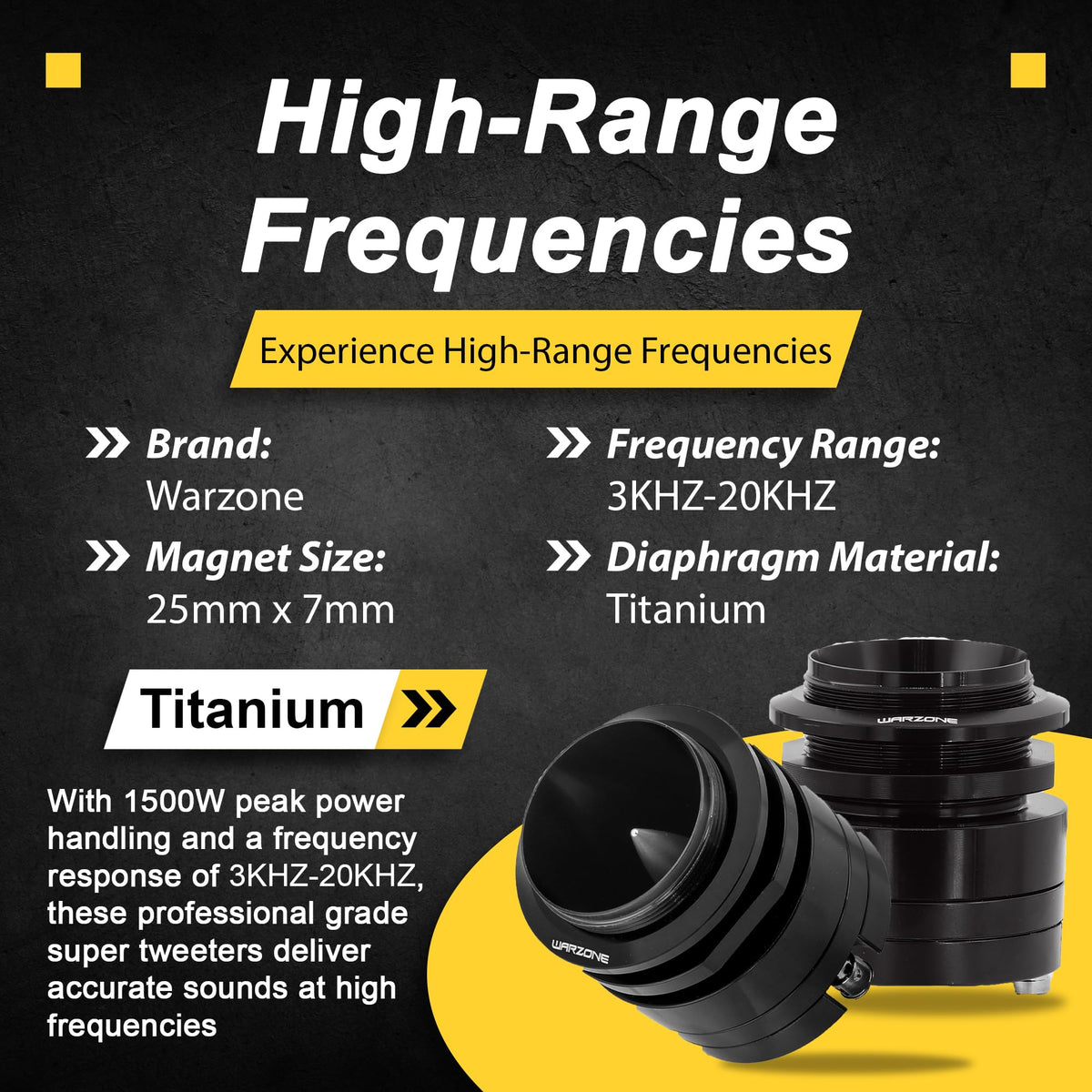 Warzone WZ45TW 1.7-Inch 3000W Super Tweeter Speakers Pair