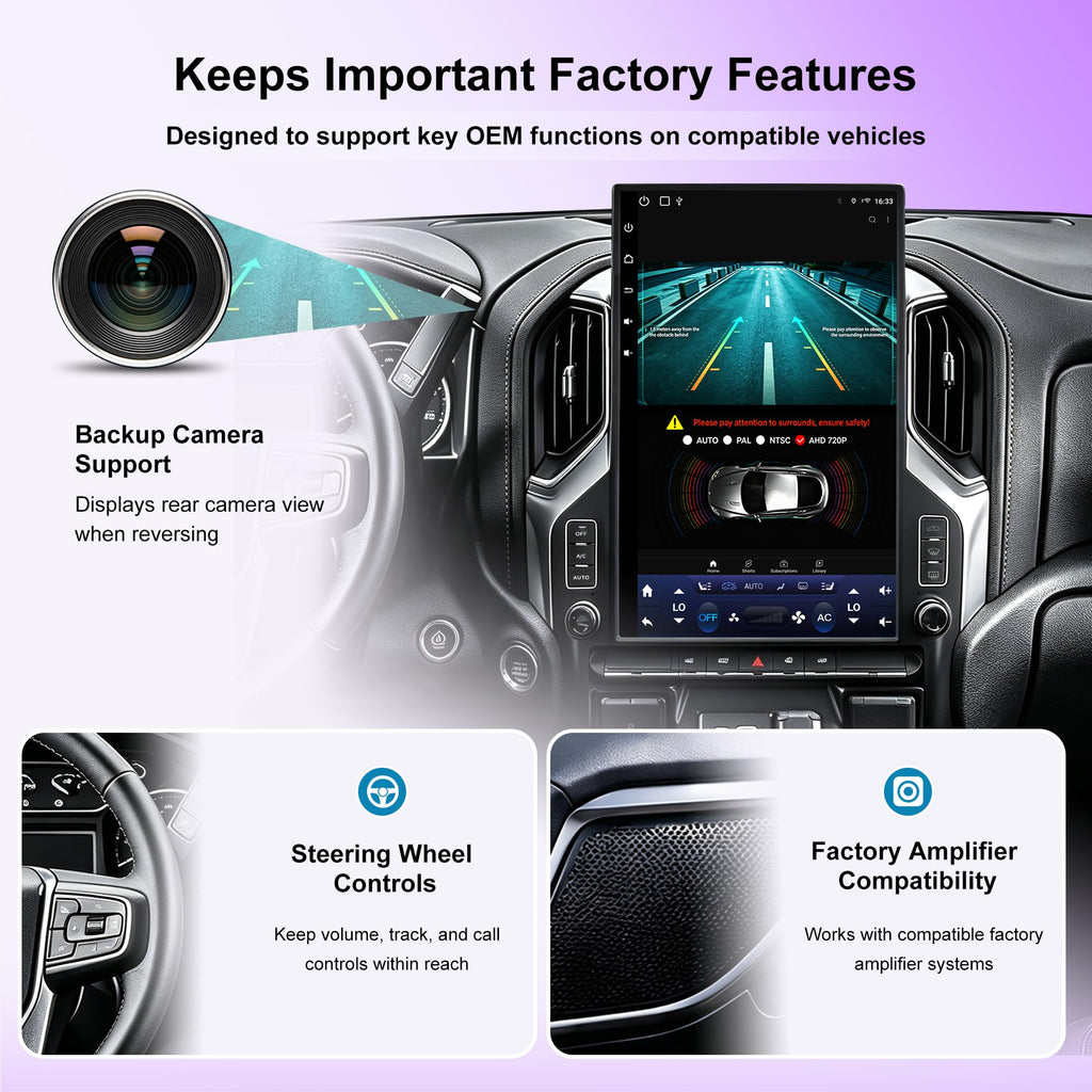 17-Inch Android 14 T-Style Stereo for GMC Sierra & Silverado