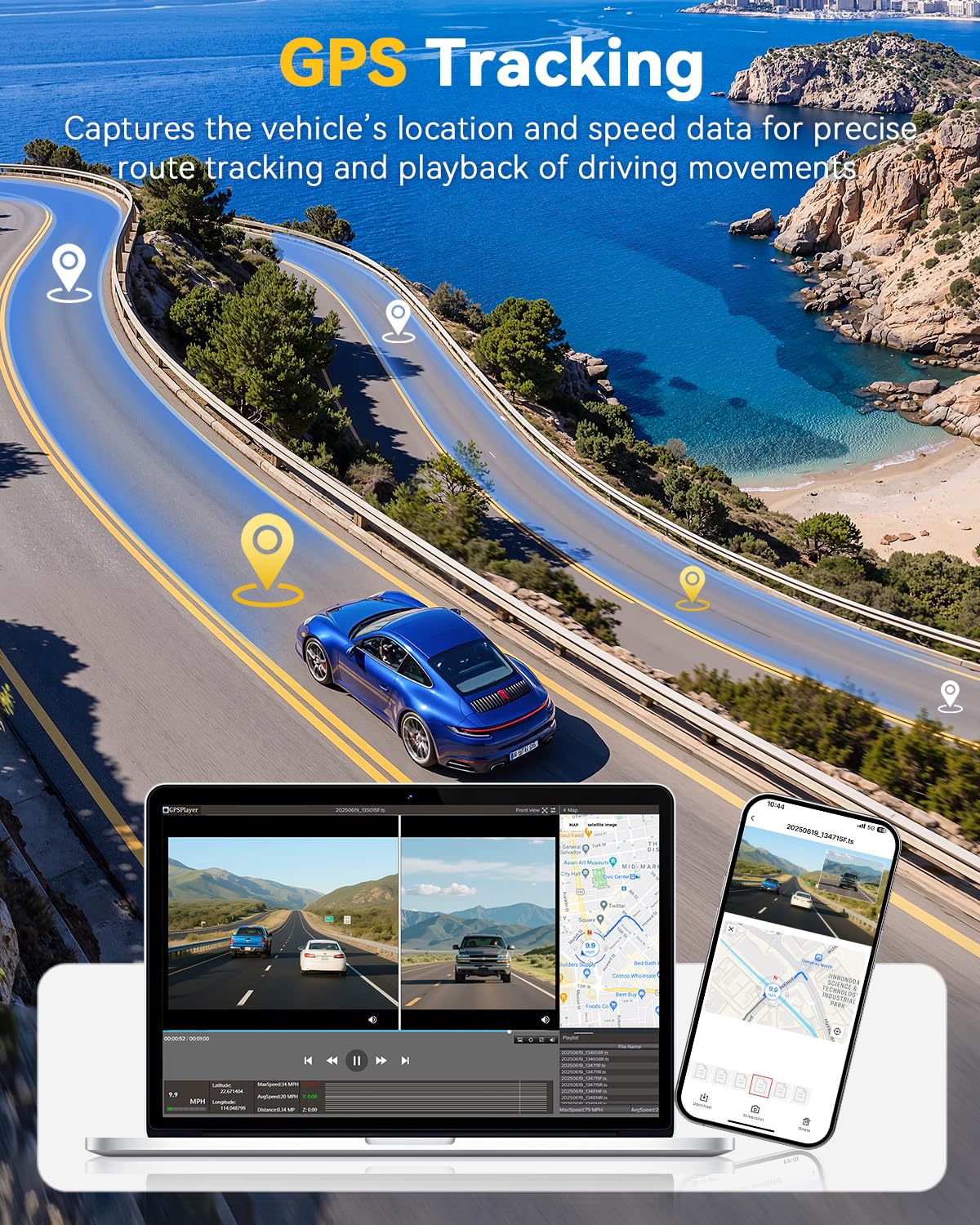 Terunsoul 4K+4K Dual Dash Cam with WiFi 6 & 128GB Card