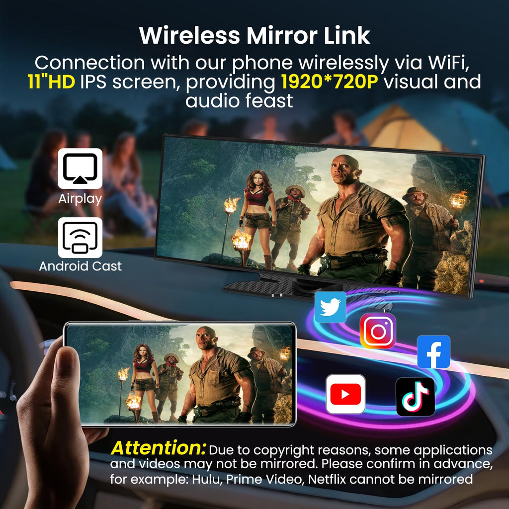 11.5-Inch Wireless CarPlay & Android Auto 4K Dash Cam Screen