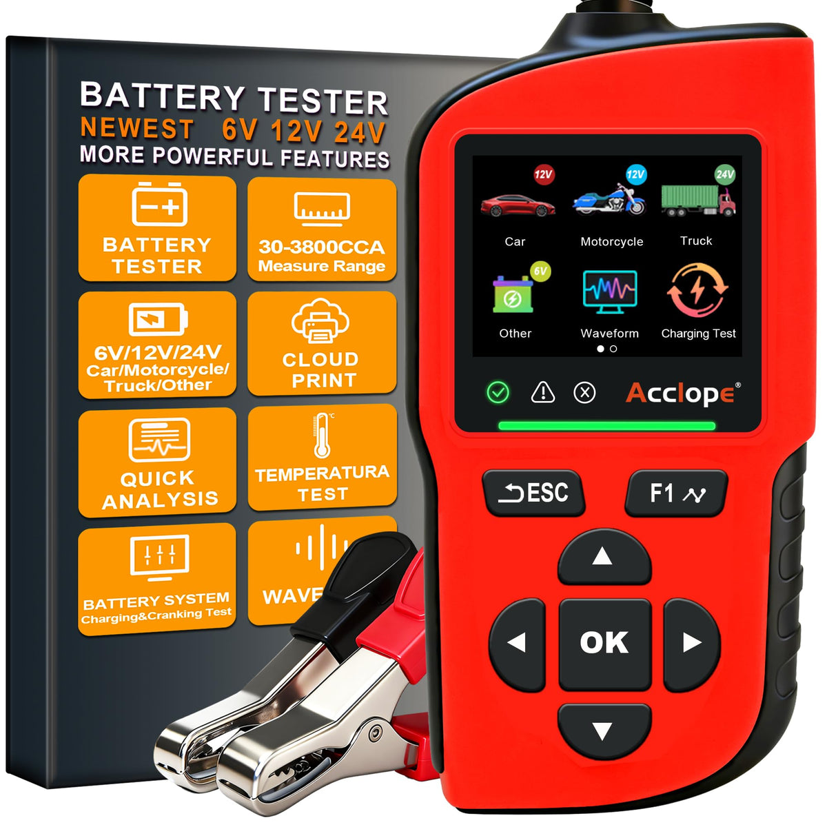 BT90 PRO 6V/12V/24V Digital Battery Tester & Analyzer