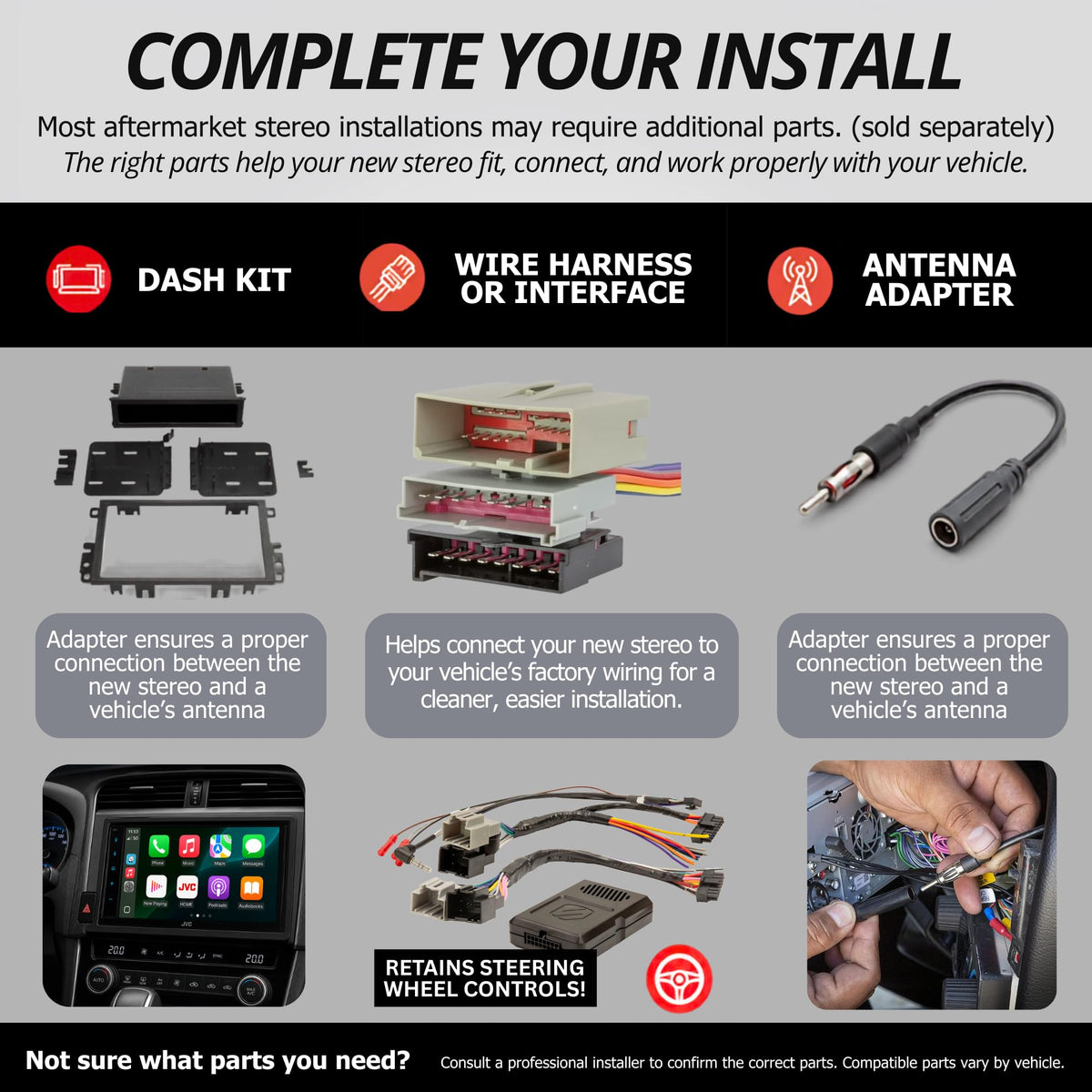 JVC Single-DIN Car Stereo Receiver with Bluetooth