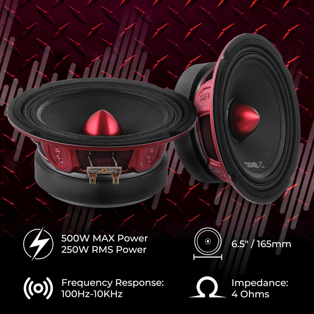 DS18 PRO-X6.4BM 6.5-Inch 250W RMS Midrange Speakers Pair