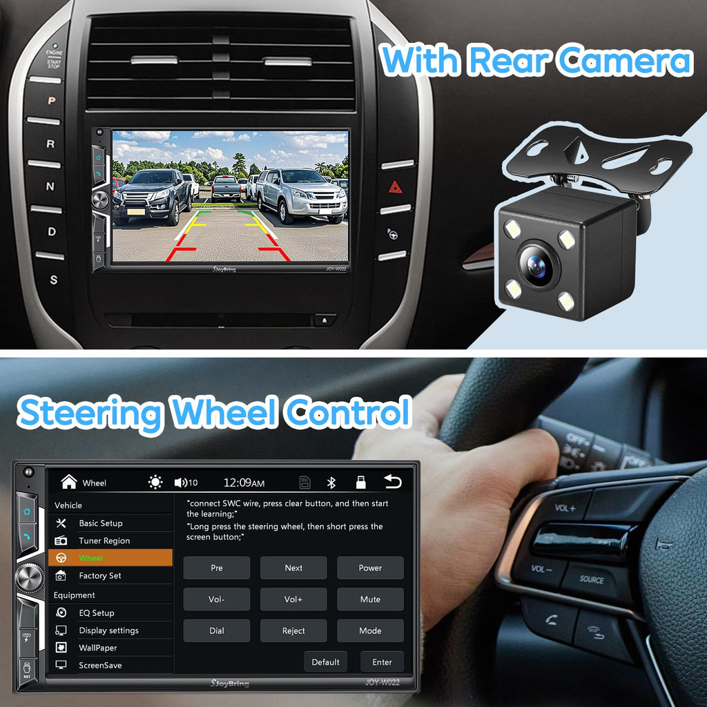 SJoyBring Wireless Double-DIN Stereo with CarPlay & Android Auto